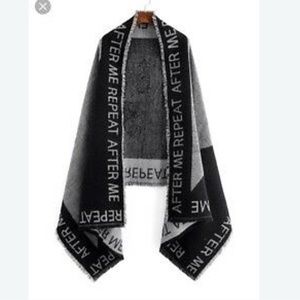 New Zara Scarf Shawl Black& Grey Maxi Blanket